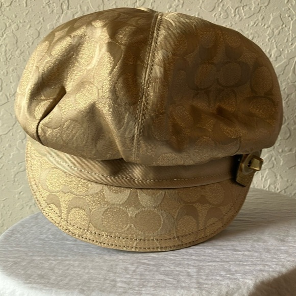Coach: Kristin Signature Gold Patterned Cap- M/L - Picture 1 of 16